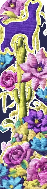 Free purple bookmark featuring a dog within cacti